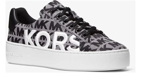 michael michael kors poppy embroidered logo jacquard sneaker|Poppy Embroidered Logo Jacquard Platform Sneaker .